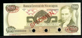 Nicaragua 500 Cordobas 1979 P133 Thomas De La Rue Tdlr Specimen Unc photo