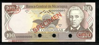 Nicaragua 100 Cordobas 1979 P137 Thomas De La Rue Tdlr Specimen Unc photo