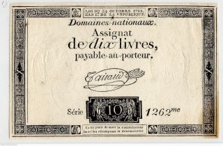 France 10 Livres 24 - 10 - 1792 Ef ' Assignat ' Serie 1262 Me Pre Franc French Note photo