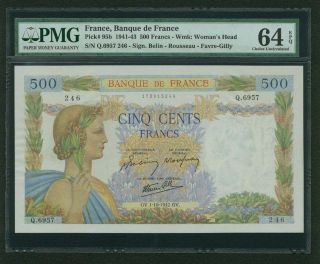 France 1942 500 Francs Banknote,  Pmg Certified 