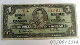 1937 Canadian Dollar Bill Low Sn. photo