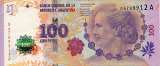 Commemorative Evita 100 Pesos Argentina - Never Worn - Photo Serial photo