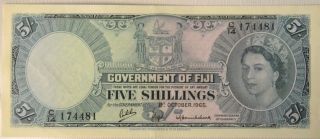 Fiji 5 Shilling Note - P51e Au photo