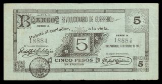 El Banco Revolucionario De Guerrero 5 Pesos 10.  06.  1914,  M1851a / Mi - Gue - 10 Xf photo