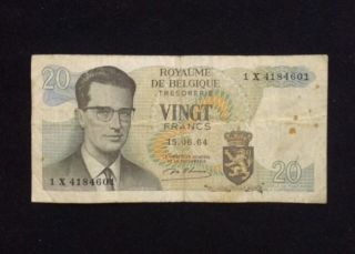 Belgium 20 Francs 1964 Banknote World Currency Paper Money photo