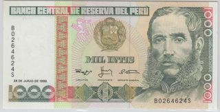 Peru - Banco Central De Reserva Del PerÚ 1985 - 91 Issues 1000 Intis Pick 136b photo