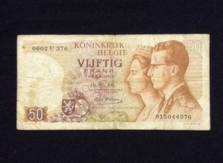 Belgium 50 Francs 1966 Banknote World Currency Paper Money photo