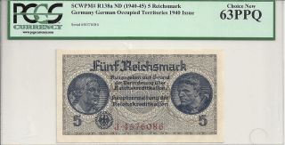 Nazi 1940 Germany 5 Reichsmark/occupied Territories/ww11/pcgs 63 photo