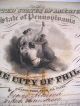 1858 City Philadelphia Loan Tax Bond Certificate $1500 6% 6 Vigs 2 Thumbs Stocks & Bonds, Scripophily photo 2