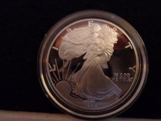 1995 - P 1 Oz Proof Silver American Eagle (w/box &) - - Some Frost - - photo
