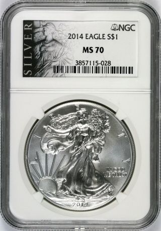 2014 Silver Eagle $1 Ngc Ms70 Silver Label photo
