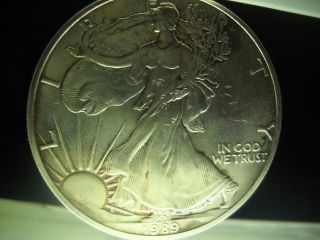 1989 American Silver Eagle - 1 Oz Bullion Coin -.  999 photo
