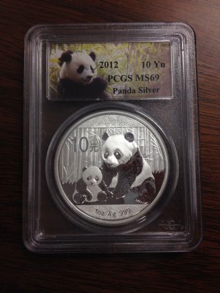 2012 China Silver Panda Coin Pcgs Ms69 Coin 1 Troy Oz Ounce Silver photo