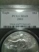 2003 1 Oz.  999 Fine Silver American Eagle Ms - 69 Pcgs Coin And Year Silver photo 1