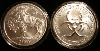 1 Oz Silver Coin.  999 Series 3 Zombucks The American Zombuff Mintage Final 2018 photo