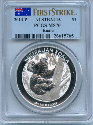 2013 Silver 1st Strike Koala Dollar (pcgs Ms 70) Promo photo