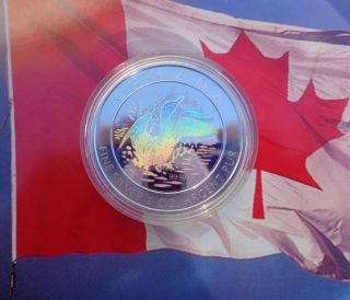 2002 Canadian Hologram 15th Ann.  $1 Loon.  9999 Fine Silver Airtight photo