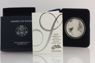 2007 W American Silver Eagle Proof Coin - 1oz.  999 Fine Dollar Ase Box photo