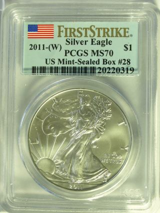 2011 - (w) First Strike Pcgs Ms70 Silver American Eagle photo