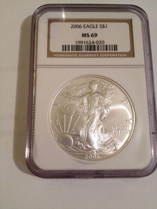 2006 $1 1 Oz Silver American Eagle Dollar Ngc Graded Ms69 Fine Rare Us Coin 3 photo