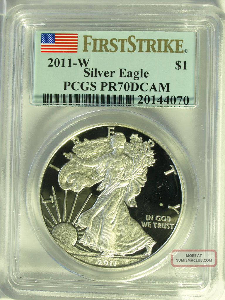 2011 W First Strike Pcgs Pr70 Dcam Silver American Eagle