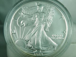 1989 1 Oz American Silver Eagle $1 Bullion Coin - Uncirculated photo