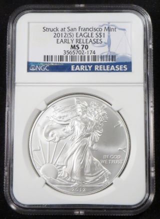 2012 American Silver Eagle - Ssi Early Release - Ms70 photo