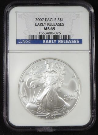 2007 American Silver Eagle - Ssi Early Release - Ms - 69 Ncg photo