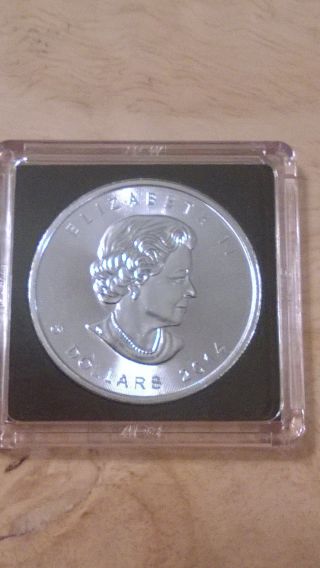 2014 Canadian Maple Leaf 1 Oz Siver.  9999 Elizabeth Ii 5 Dollar Coin photo