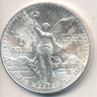 1986 Mexico Silver 1 Oz.  Libertad.  999 Fine Silver Uncirculated Coin photo