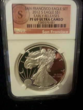 2012 S 1oz American Silver Eagle Proof Pf69 Ultra Cameo photo