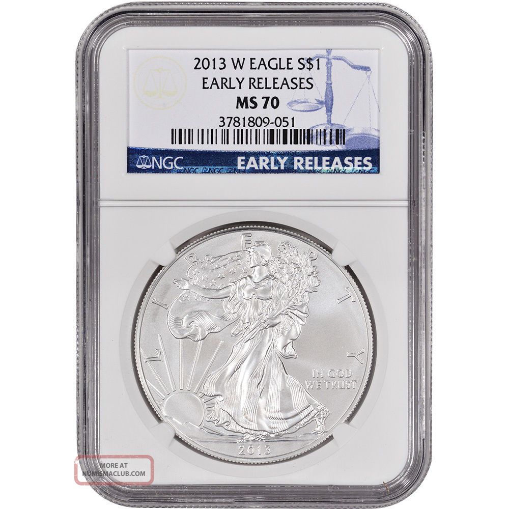 2013 - W American Silver Eagle Uncirculated Burnished - Ngc Ms70