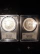 Rare Two (2) Mercanti Signed 2004 Pcgs Ms 70 First Strike Silver Eagles Silver photo 3