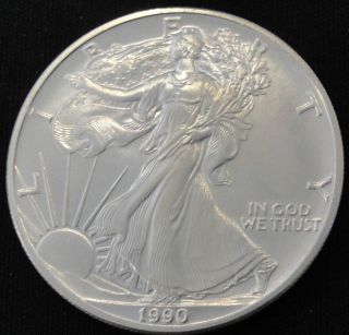 1990 American Silver Eagle Bullion Coin Key Date Investment Grade 1 Oz Silver photo