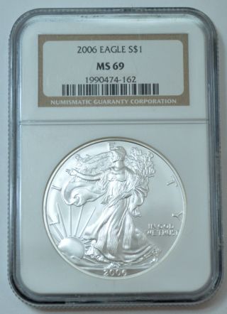 2006 Silver Eagle $1 Dollar Ngc Ms - 69 photo