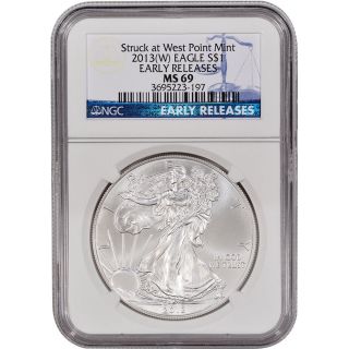 2013 - (w) American Silver Eagle - Ngc Ms69 - Early Releases photo
