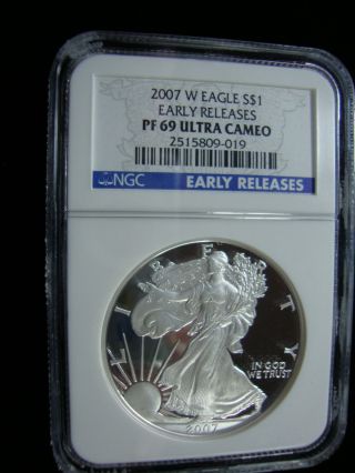 2007 W Silver Eagle.  Early Release.  Ngc Pf69.  Ultra Cameo.  Ab394 photo