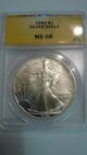 1992 U.  S.  Silver Eagle Ms68 Graded And Authenticated By Anacs Silver photo 3