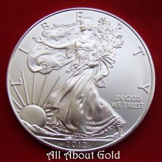 Silver Coin 1 Troy Oz 2012 American Eagle Walking Lady Liberty.  999 Fine Bu photo