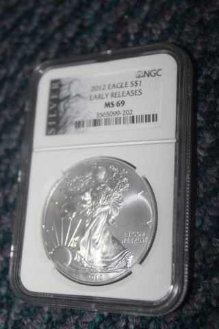 2012 Silver American Eagle Coin Ms - 69 Ngc - Early Releases photo
