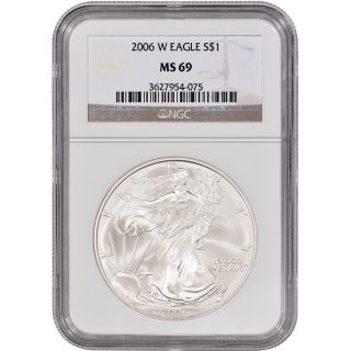 2006 - W American Silver Eagle - Uncirculated Collectors Burnished - Ngc Ms69 photo
