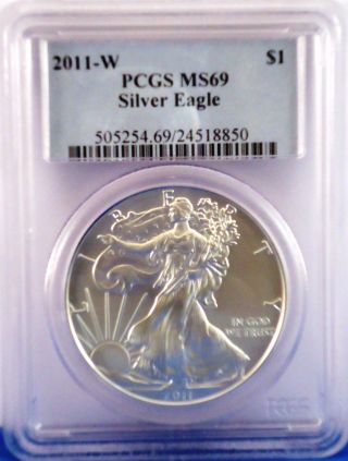 2011 - W American Eagle 1 Oz.  Silver Uncirculated Coin Certified Ms69 Ships Fast photo