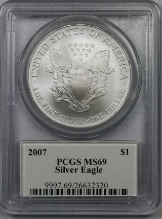 2007 American Silver Eagle $1 Ms 69 Pcgs John M.  Mercanti Signature photo
