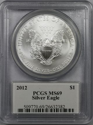 2012 American Silver Eagle $1 Ms 69 Pcgs John M.  Mercanti Signature photo