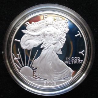 2005 - W $1 Proof Silver American Eagle One Ounce Coin (w/box &) photo