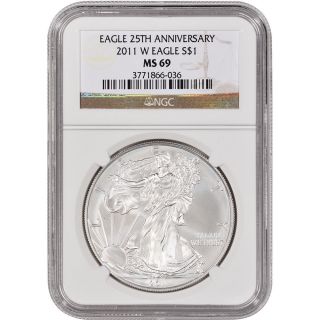 2011 - W American Silver Eagle Uncirculated Collectors Burnished - Ngc Ms69 photo