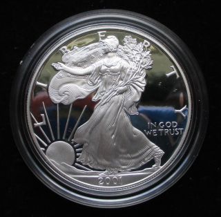 2001 - W $1 Proof Silver American Eagle One Ounce Coin (w/box &) photo