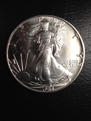 1988 American Silver Eagle Dollar (key Date) First Year Coin.  999 Of Fine Silver photo