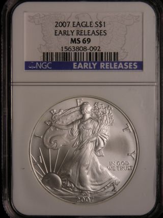 2007 Ngc Ms69 Early Releases American Silver Eagle Rare Silver Coin 815 photo