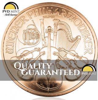 2014 Austrian Philharmonic Silver Coin 24k Gold Plate.  999 Bu Ph - Au2014 - 2 photo